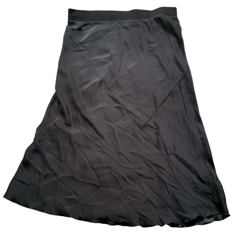 ATM Anthony Thomas Melillo Black 100% silk SLIP Skirt sz M